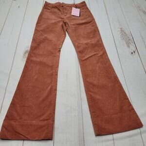 Avec Les Filles corduroy rust orange high rise flare pants Anthropologie